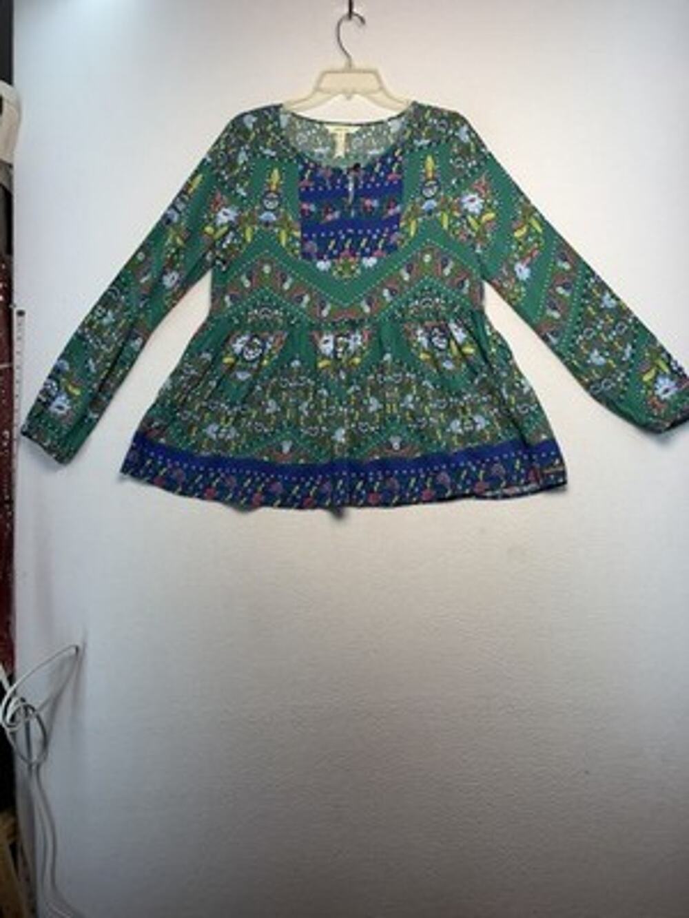 Matilda Jane Women Size M Babydoll Blouse Long Sleeve Rayon whimsical feminine ￼